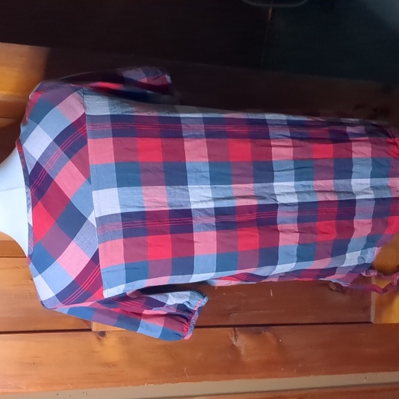 Vintage ADIDAS* 100% cotton button front short sleeve dress/shirt, side ties 2pk - Picture 8 of 16